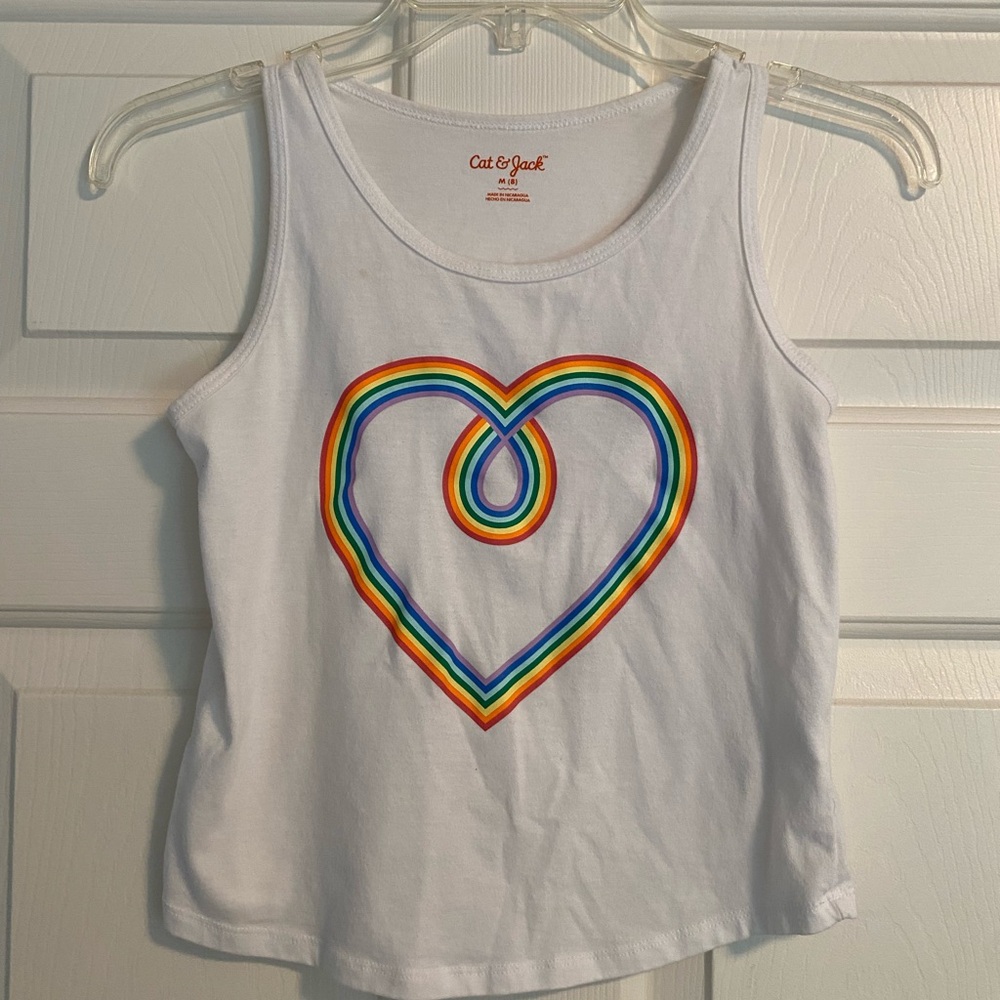Kids Cat & Jack White Tank Top with Colorful Heart